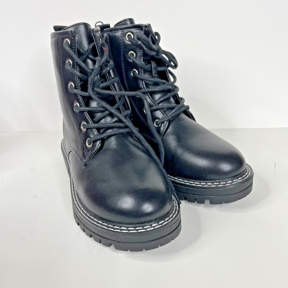 MIA Kids Boots Youth Girls Size 2 Taunya Side Zip Combat Black Moto
